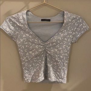 powder blue brandy melville floral crop top